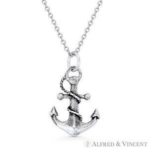 Sailor's Luck Charm Anchor Pendant in Oxidized .925 Sterling Silver